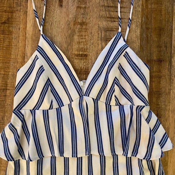 BCBG Generation Size 2 small striped peplum jumpsuit with flare leg new … - Picture 4 of 10